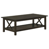 Rachelle 3-Piece Coffee Table Set & Console Table - Transitional X-Side Design in Deep Merlot – view 4