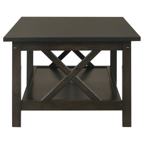 Rachelle 3-Piece Coffee Table Set & Console Table - Transitional X-Side Design in Deep Merlot – view 6