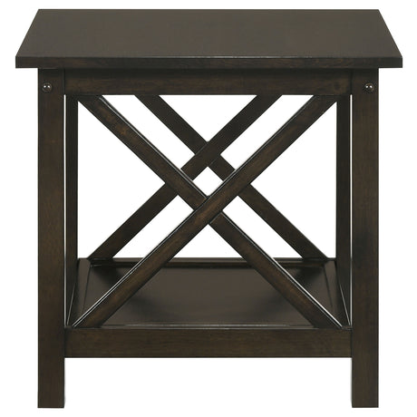 Rachelle 3-Piece Coffee Table Set & Console Table - Transitional X-Side Design in Deep Merlot – view 10