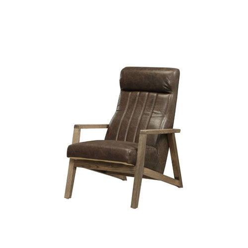 Emint High Back Accent Chair - Vertical Stitching in Distressed Chocolate Top Grain Leather