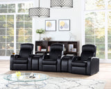 Cyrus Top Grain Leather Recliner & Home Theater Seating - Wall-Hugger Recliners with Storage Consoles in Black - lifestyle