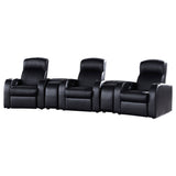 Cyrus Top Grain Leather Recliner & Home Theater Seating - 5pcs- 3 Recliners + 2 Wedge Consoles
