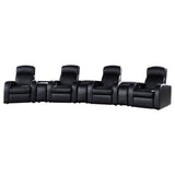 Cyrus Top Grain Leather Recliner & Home Theater Seating - 7pcs- 4 Recliners + 3 Wedge Consoles