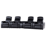 Cyrus Top Grain Leather Recliner & Home Theater Seating - 5pcs- 4 Recliners + 1 Wedge Console