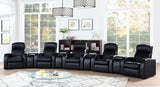 Cyrus Top Grain Leather Recliner & Home Theater Seating - Wall-Hugger Recliners with Storage Consoles in Black - lifestyle