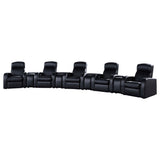 Cyrus Top Grain Leather Recliner & Home Theater Seating - 9pcs- 5 Recliners + 4 Wedge Consoles
