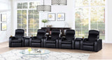 Cyrus Top Grain Leather Recliner & Home Theater Seating - Wall-Hugger Recliners with Storage Consoles in Black - lifestyle