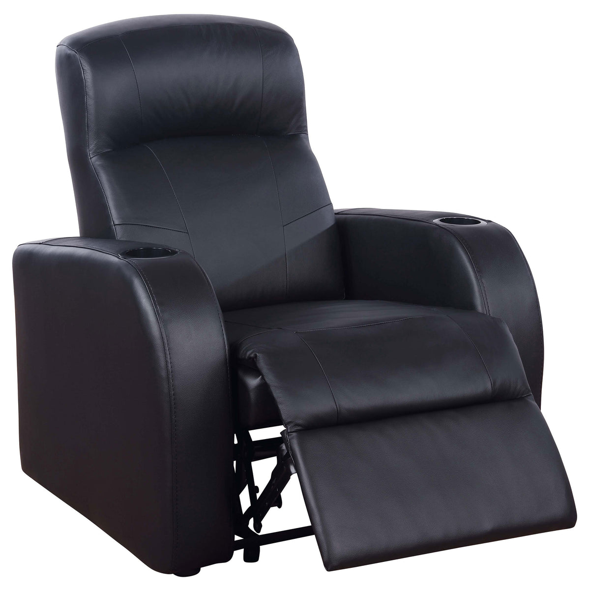 Cyrus Top Grain Leather Recliner & Home Theater Seating - Wall-Hugger Recliners with Storage Consoles in Black – view 10