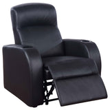 Cyrus Top Grain Leather Recliner & Home Theater Seating - Wall-Hugger Recliners with Storage Consoles in Black – view 10