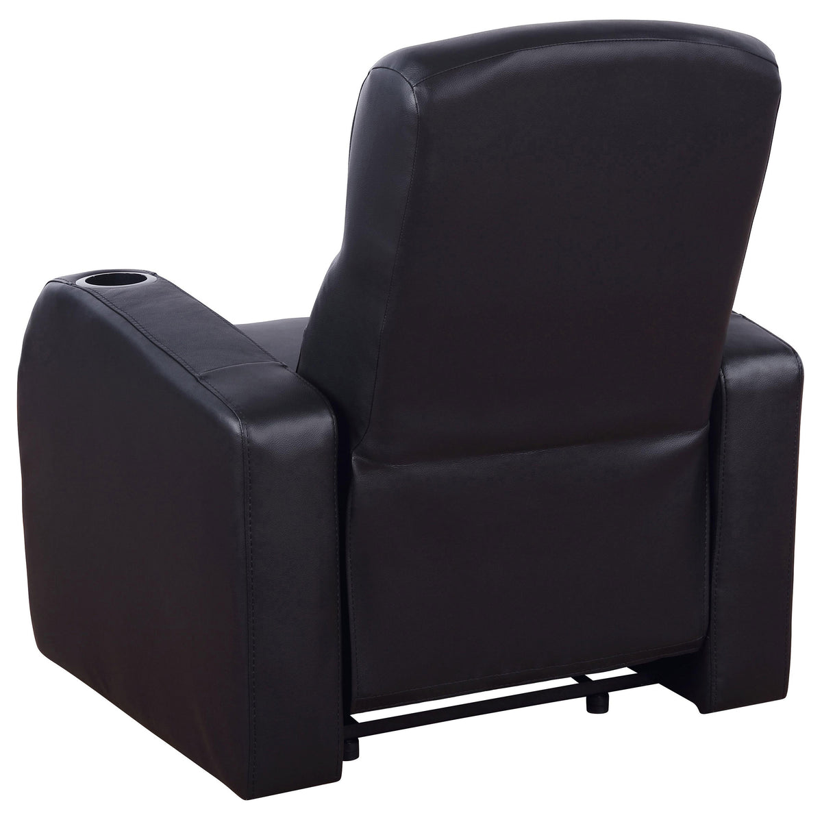 Cyrus Top Grain Leather Recliner & Home Theater Seating - Wall-Hugger Recliners with Storage Consoles in Black – view 12