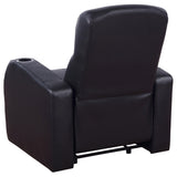 Cyrus Top Grain Leather Recliner & Home Theater Seating - Wall-Hugger Recliners with Storage Consoles in Black – view 12