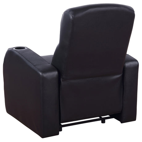 Cyrus Top Grain Leather Recliner & Home Theater Seating - Wall-Hugger Recliners with Storage Consoles in Black – view 12