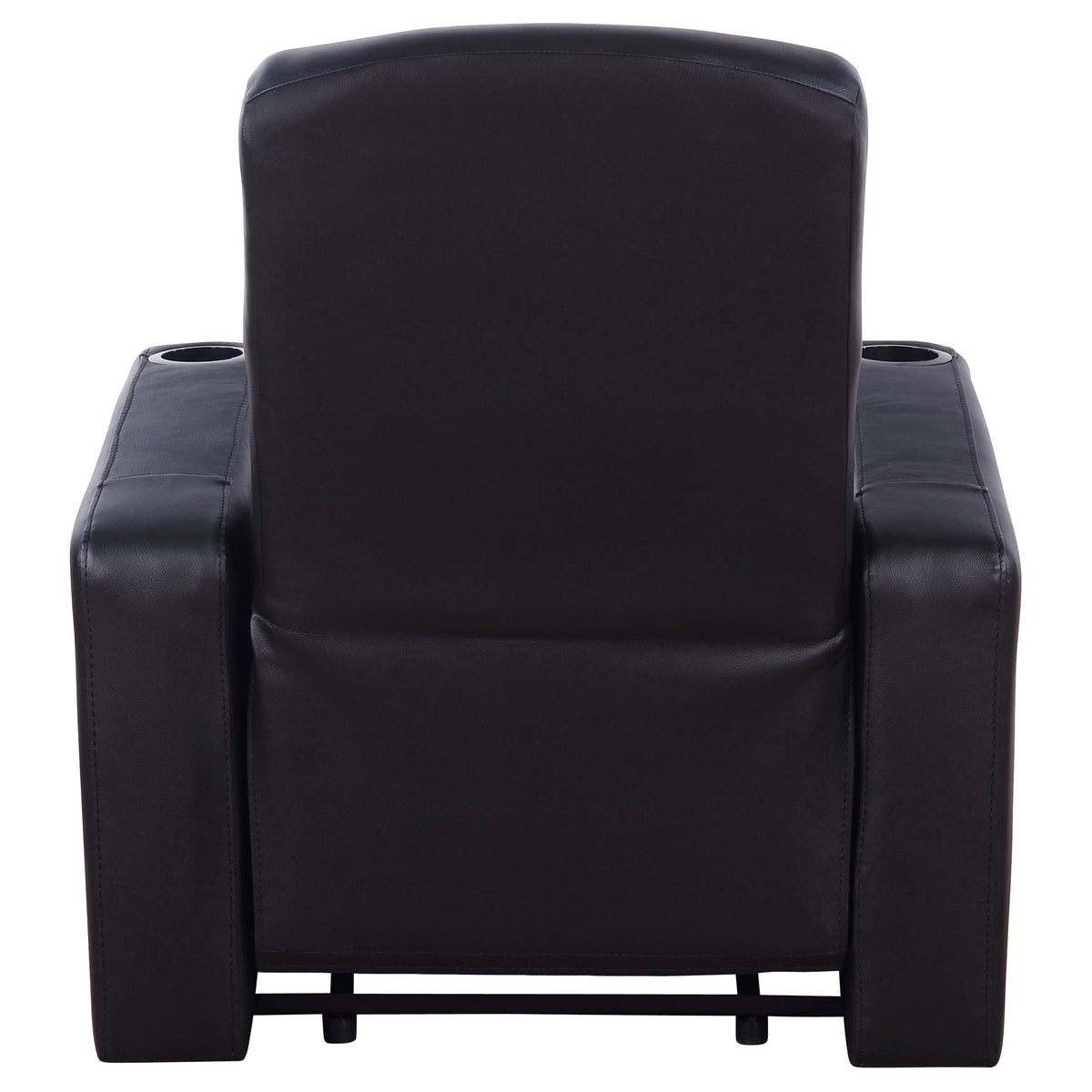 Cyrus Top Grain Leather Recliner & Home Theater Seating - Wall-Hugger Recliners with Storage Consoles in Black – view 13