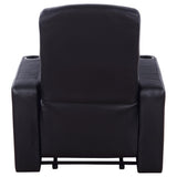 Cyrus Top Grain Leather Recliner & Home Theater Seating - Wall-Hugger Recliners with Storage Consoles in Black – view 13