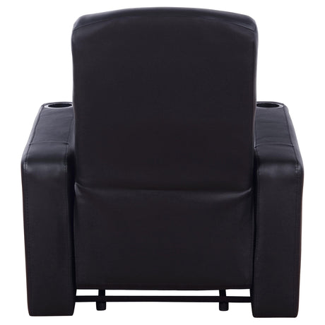 Cyrus Top Grain Leather Recliner & Home Theater Seating - Wall-Hugger Recliners with Storage Consoles in Black – view 13