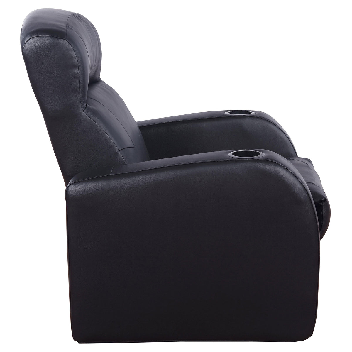 Cyrus Top Grain Leather Recliner & Home Theater Seating - Wall-Hugger Recliners with Storage Consoles in Black – view 14