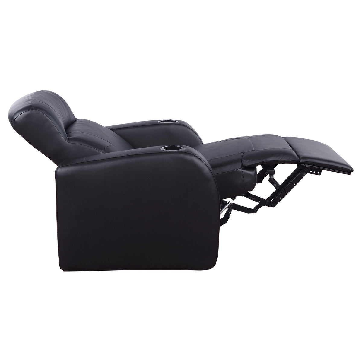 Cyrus Top Grain Leather Recliner & Home Theater Seating - Wall-Hugger Recliners with Storage Consoles in Black – view 15