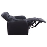 Cyrus Top Grain Leather Recliner & Home Theater Seating - Wall-Hugger Recliners with Storage Consoles in Black – view 15