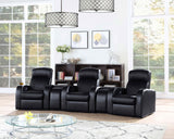 Cyrus Top Grain Leather Recliner & Home Theater Seating - Wall-Hugger Recliners with Storage Consoles in Black – view 17