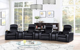 Cyrus Top Grain Leather Recliner & Home Theater Seating - Wall-Hugger Recliners with Storage Consoles in Black – view 19