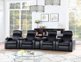 Cyrus Top Grain Leather Recliner & Home Theater Seating - Wall-Hugger Recliners with Storage Consoles in Black – view 20
