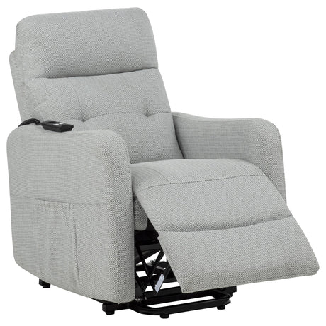 Dayes Power Lift Recliner Chair - Light Grey Fabric with Segmented Back & Side Pocket – view 5