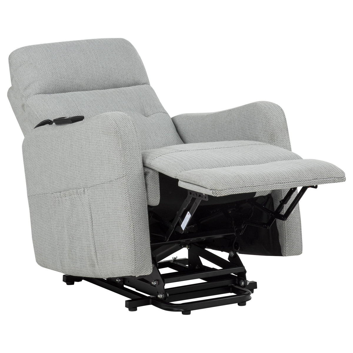 Dayes Power Lift Recliner Chair - Light Grey Fabric with Segmented Back & Side Pocket – view 6