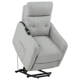 Dayes Power Lift Recliner Chair - Light Grey Fabric with Segmented Back & Side Pocket – view 7