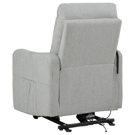 Dayes Power Lift Recliner Chair - Light Grey Fabric with Segmented Back & Side Pocket – view 10