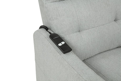 Dayes Power Lift Recliner Chair - Light Grey Fabric with Segmented Back & Side Pocket – view 12