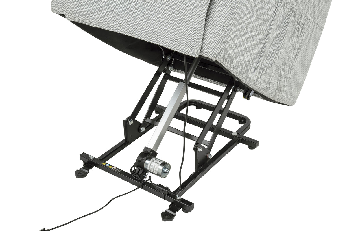 Dayes Power Lift Recliner Chair - Light Grey Fabric with Segmented Back & Side Pocket – view 13