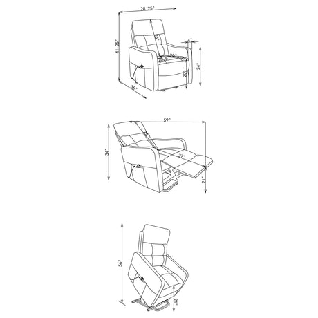 Dayes Power Lift Recliner Chair - Light Grey Fabric with Segmented Back & Side Pocket – view 15