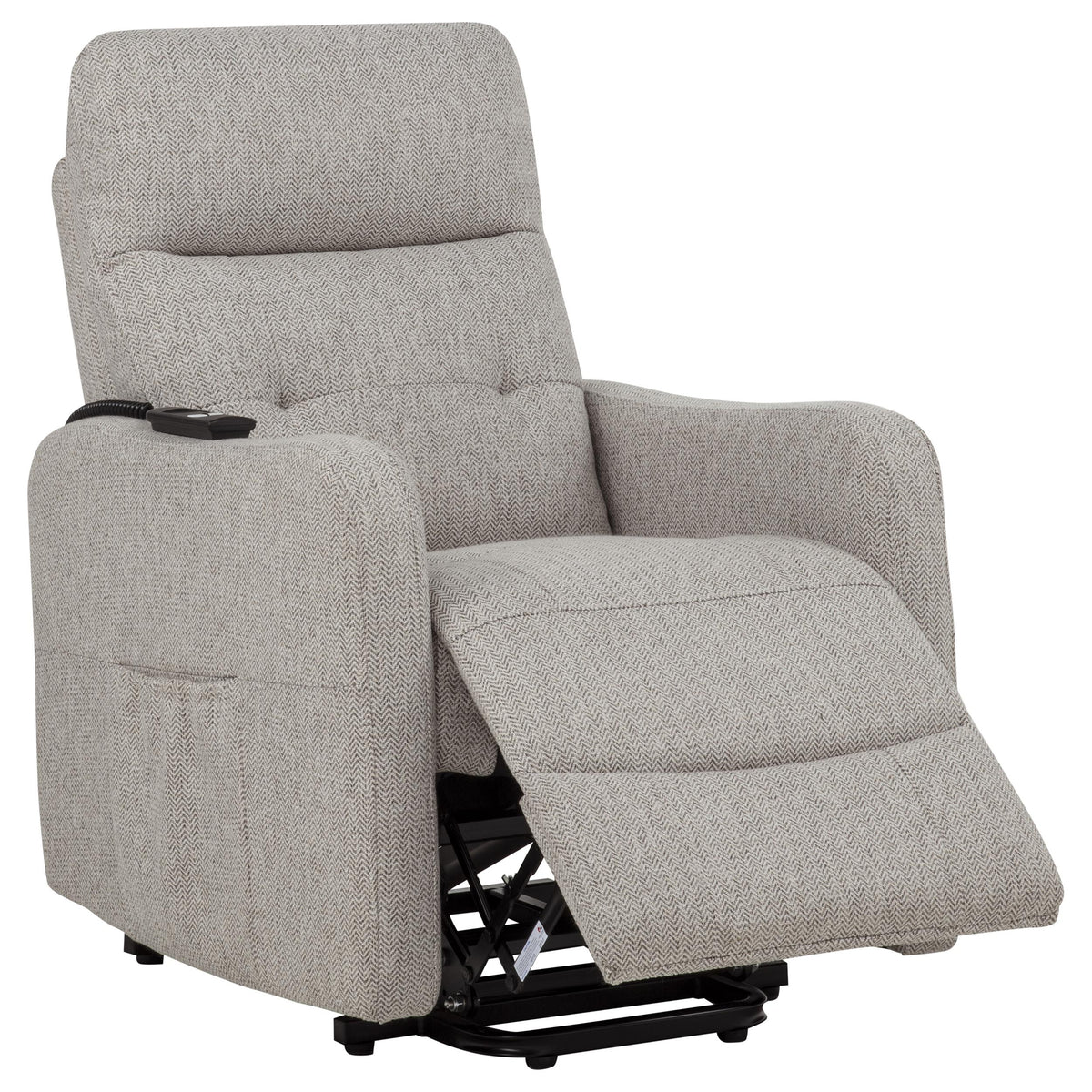 Dayes Power Lift Recliner Chair - Plush Pillow Arms & Tall Back in Taupe Fabric – view 5