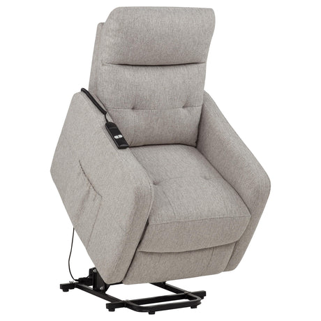 Dayes Power Lift Recliner Chair - Plush Pillow Arms & Tall Back in Taupe Fabric – view 7