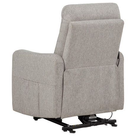 Dayes Power Lift Recliner Chair - Plush Pillow Arms & Tall Back in Taupe Fabric – view 10