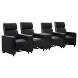 Toohey Push-Back Home Theater Recliners & Seating Sets - 5pcs- 4 Recliners + 1 Wedge Console
