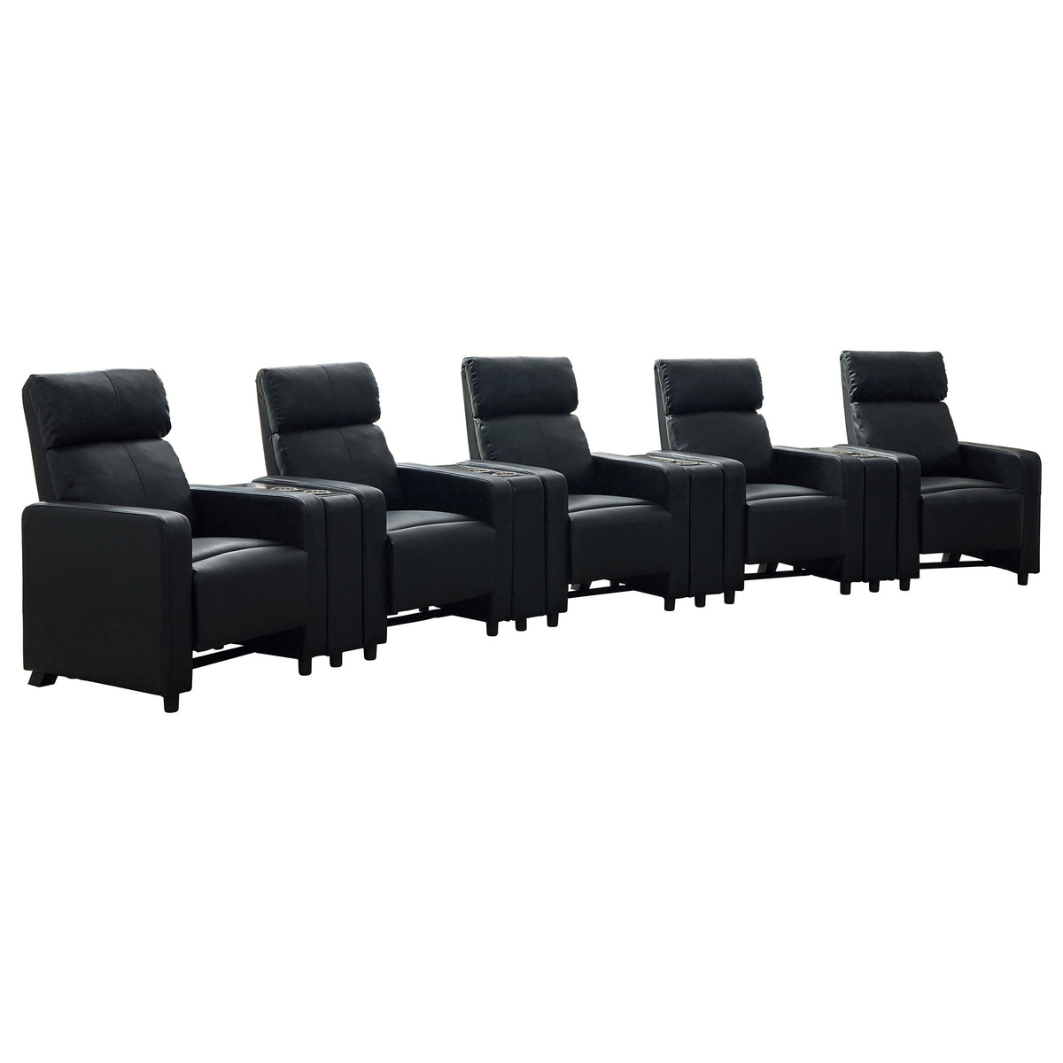Toohey Push-Back Home Theater Recliners & Seating Sets - 9pcs- 5 Recliners + 4 Wedge Consoles