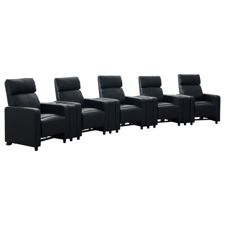 Toohey Push-Back Home Theater Recliners & Seating Sets - 9pcs- 5 Recliners + 4 Wedge Consoles
