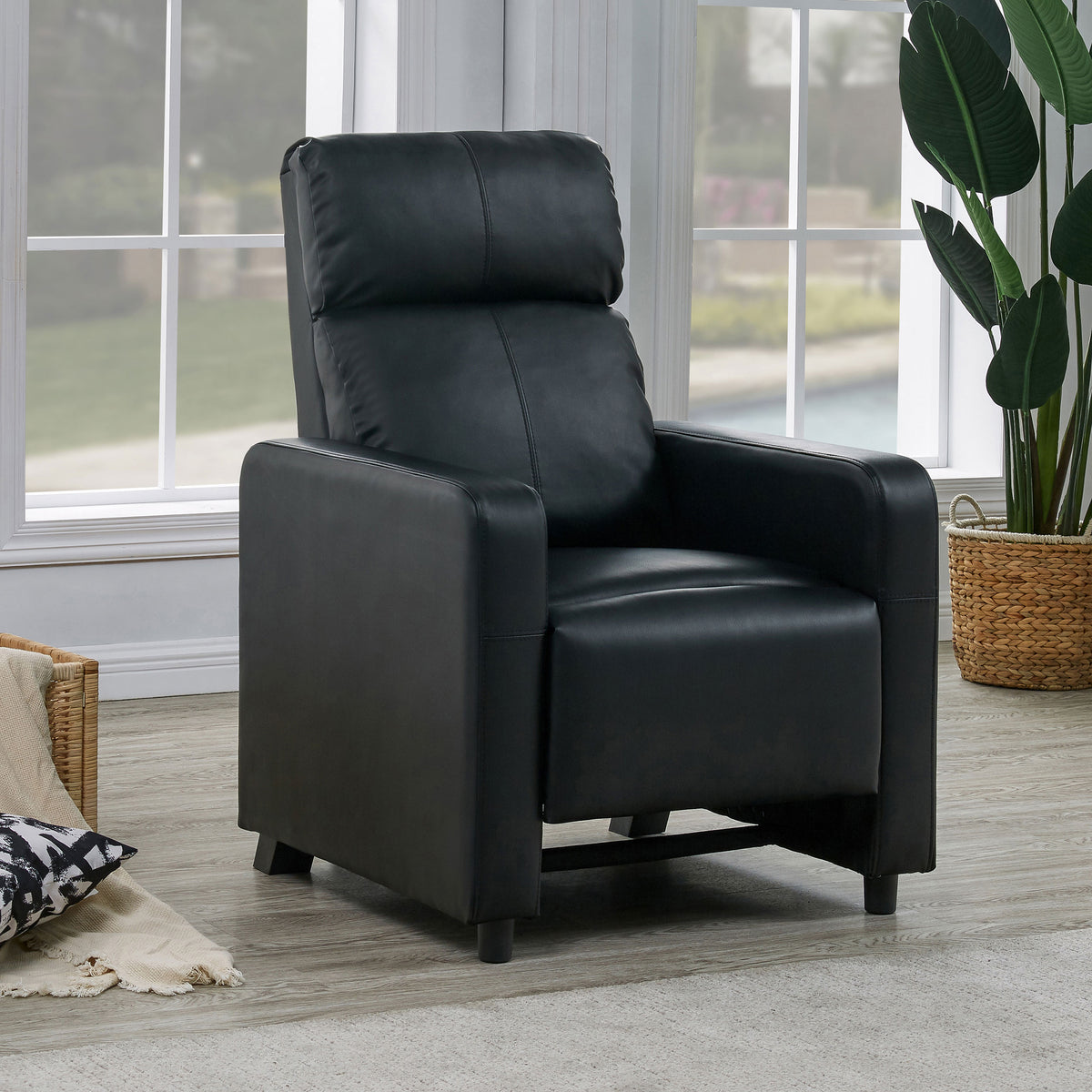 Toohey Push-Back Home Theater Recliners & Seating Sets - Black Leatherette with Gel Memory Foam & Cupholder Consoles – view 1