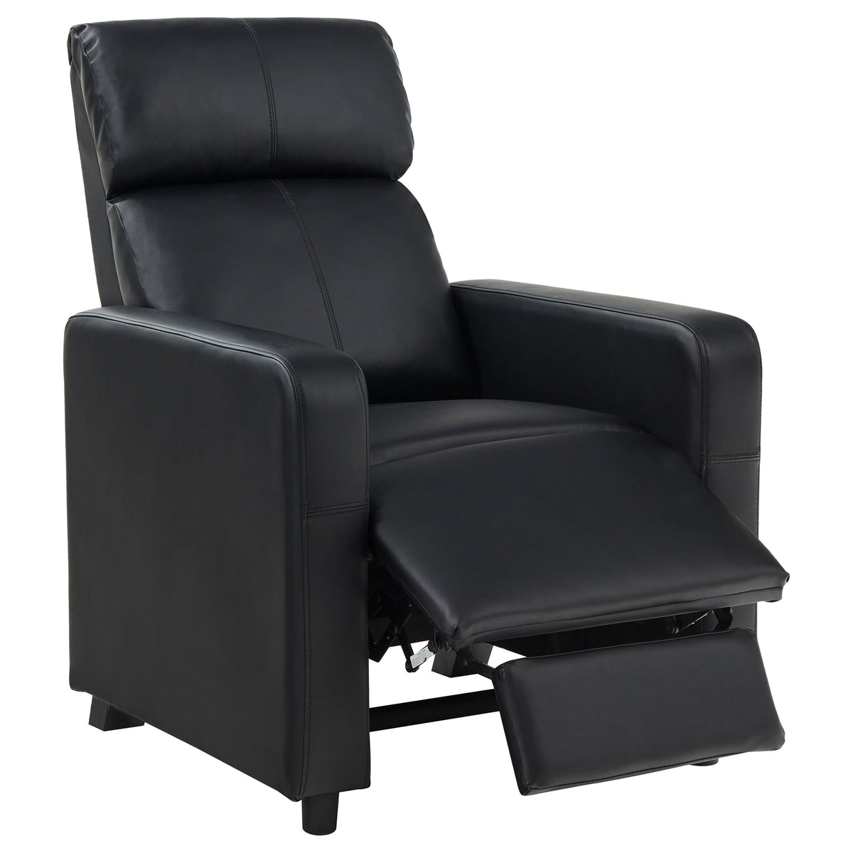 Toohey Push-Back Home Theater Recliners & Seating Sets - Black Leatherette with Gel Memory Foam & Cupholder Consoles – view 11