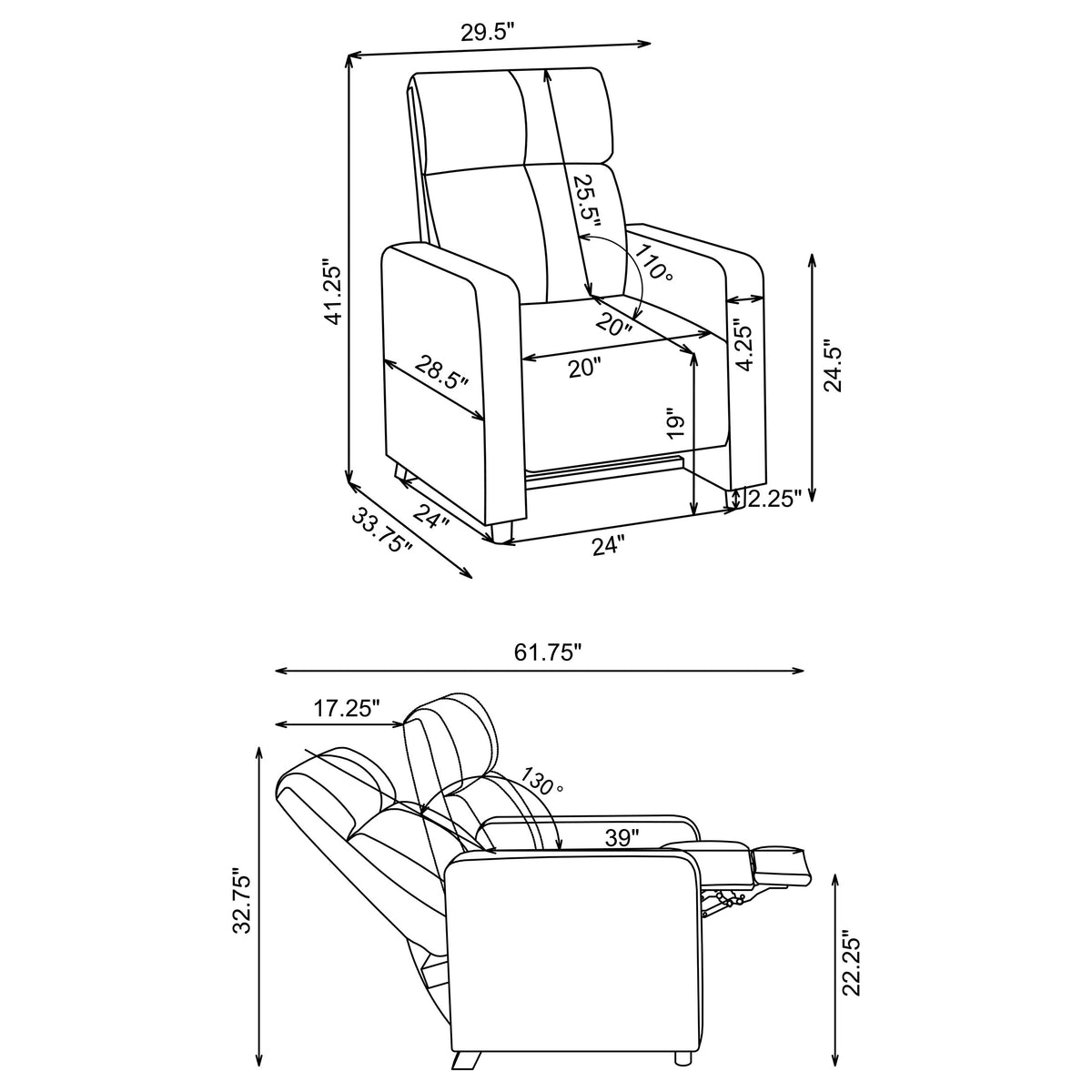 Toohey Push-Back Home Theater Recliners & Seating Sets - Black Leatherette with Gel Memory Foam & Cupholder Consoles – view 20