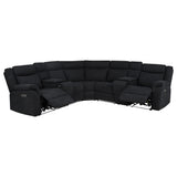 Hagen 3-Piece Power Reclining Sectional with LED Base Lighting & USB - Curved Steel Grey Fabric – view 2