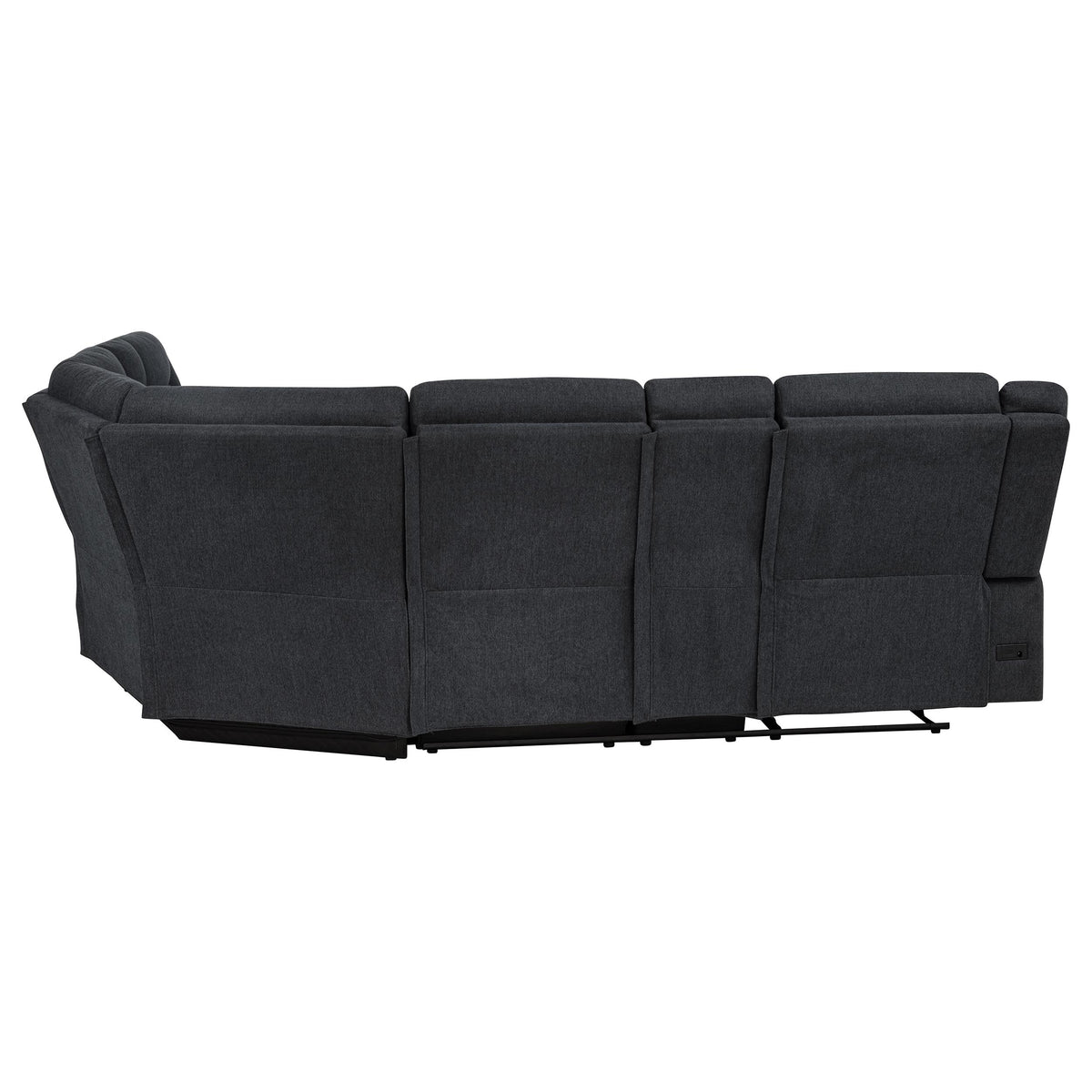 Hagen 3-Piece Power Reclining Sectional with LED Base Lighting & USB - Curved Steel Grey Fabric – view 5