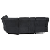 Hagen 3-Piece Power Reclining Sectional with LED Base Lighting & USB - Curved Steel Grey Fabric – view 5