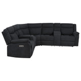 Hagen 3-Piece Power Reclining Sectional with LED Base Lighting & USB - Curved Steel Grey Fabric – view 6