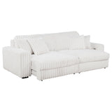Jacana Dual Power Chaise Sofa - Channel-Tufted Ivory Corduroy with USB-A & USB-C Charging – view 4