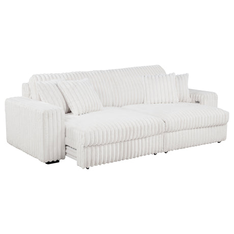 Jacana Dual Power Chaise Sofa - Channel-Tufted Ivory Corduroy with USB-A & USB-C Charging – view 4