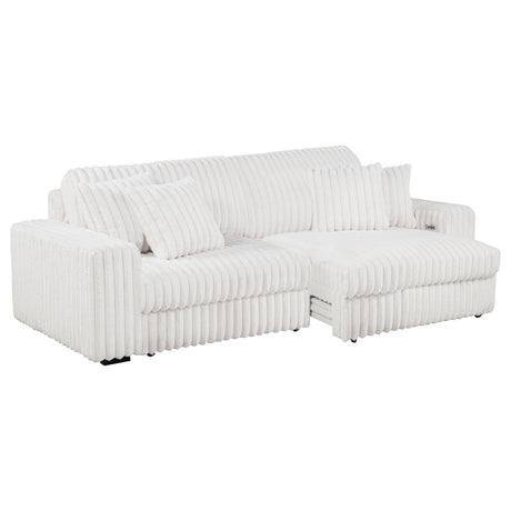Jacana Dual Power Chaise Sofa - Channel-Tufted Ivory Corduroy with USB-A & USB-C Charging – view 5
