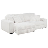 Jacana Dual Power Chaise Sofa - Channel-Tufted Ivory Corduroy with USB-A & USB-C Charging – view 6