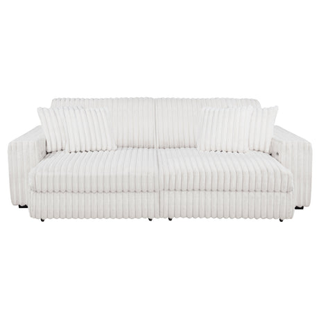 Jacana Dual Power Chaise Sofa - Channel-Tufted Ivory Corduroy with USB-A & USB-C Charging – view 8
